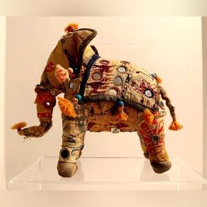 Vintage Rajasthani Handcrafted Fabric Elephant Boho Textile Decor India